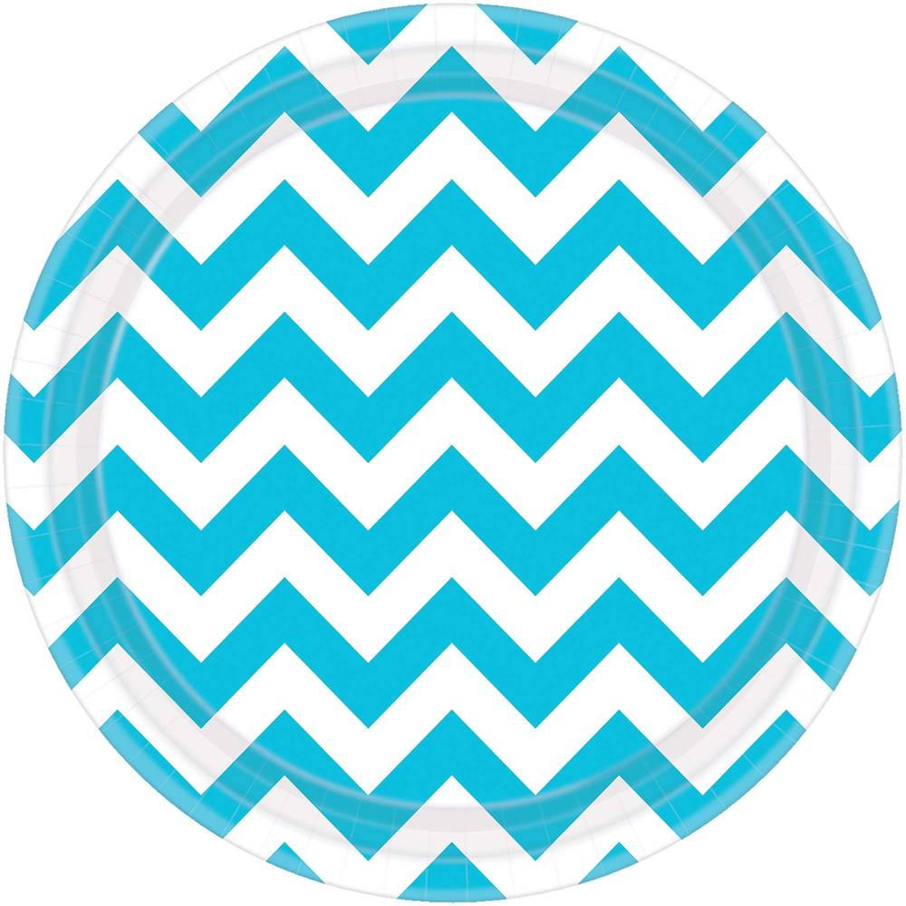 Caribbean Blue Chevron Dinner Plates (8ct)