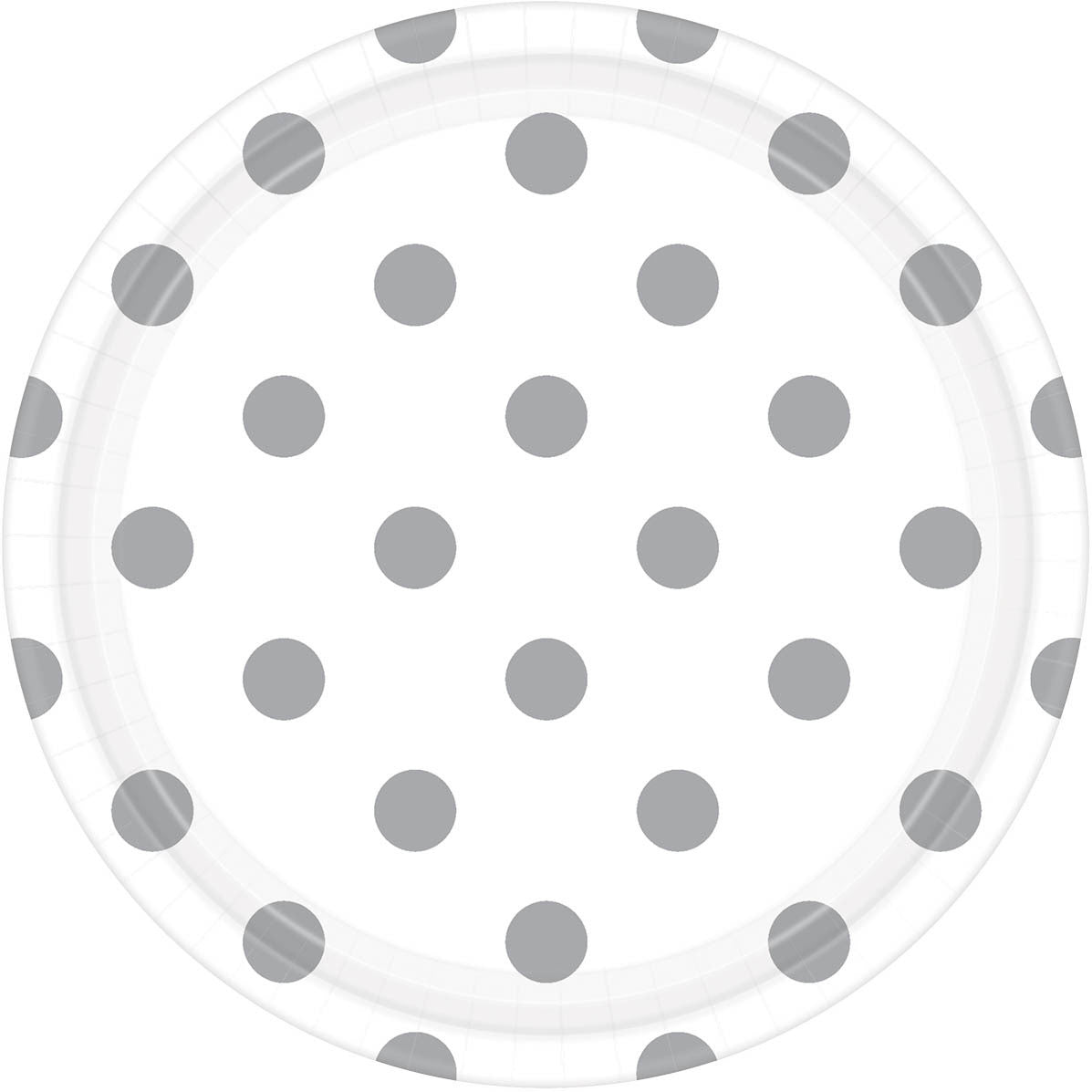 Frosty White 9" Paper Plates Dots 8 ct