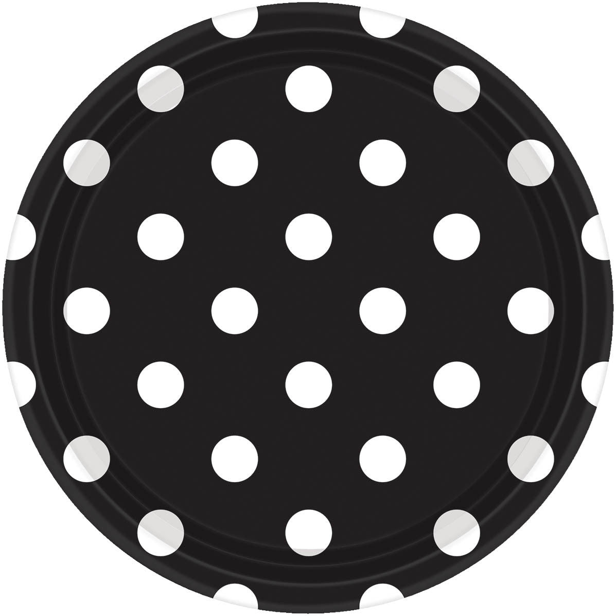 Jet Black 9" Paper Plates Dots 8 ct