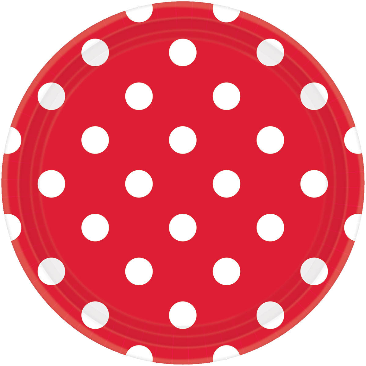 Apple Red 9" Paper Plates Dots 8 ct