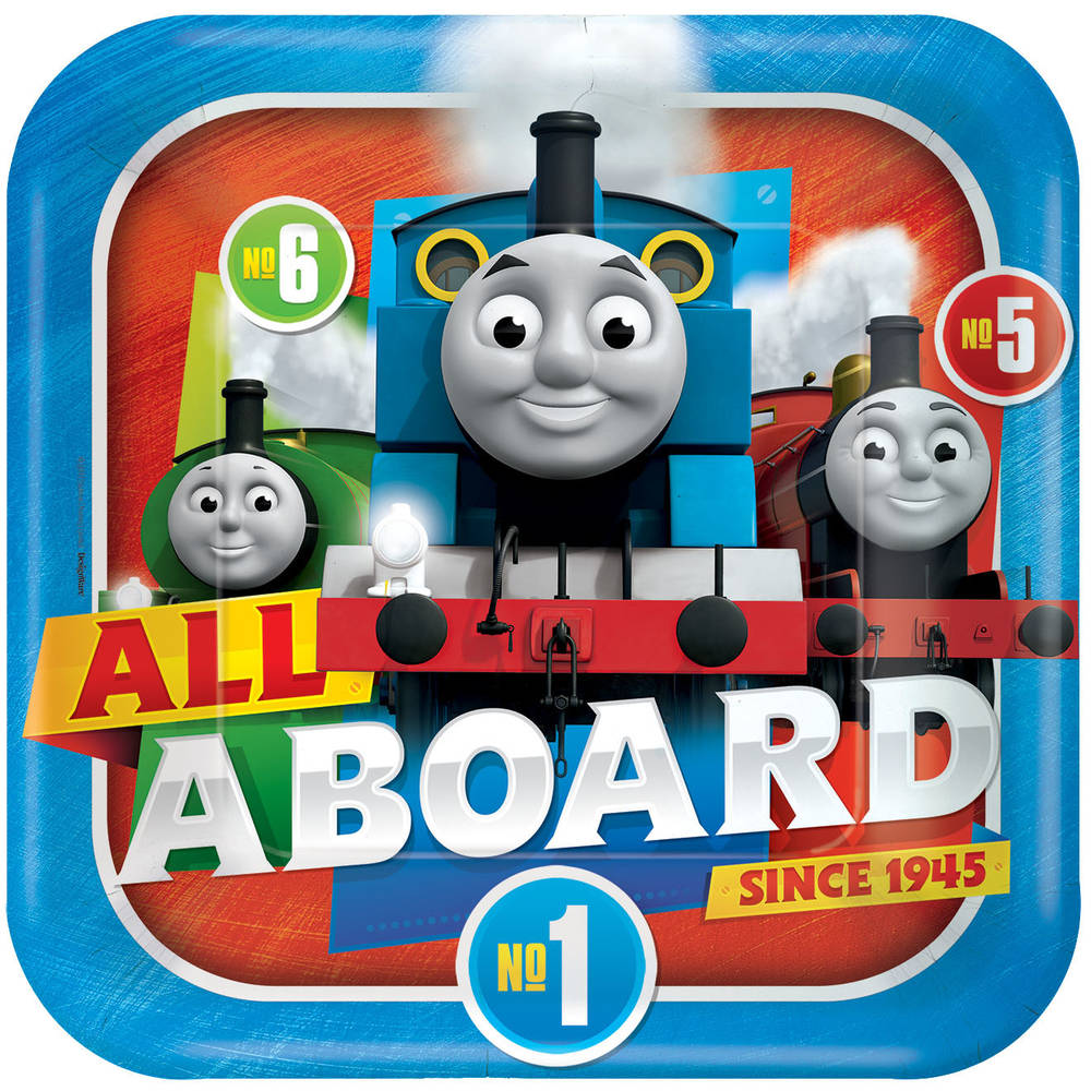 Thomas All Aboard Plates 9" Square (8ct)
