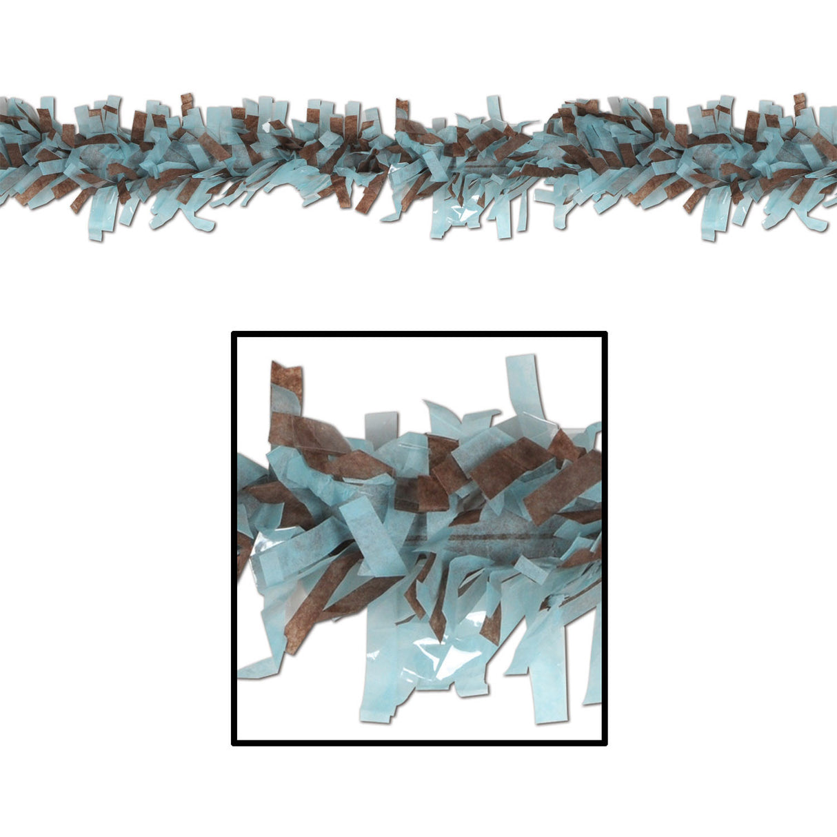 25' Light Blue & Brown Tissue Festooning