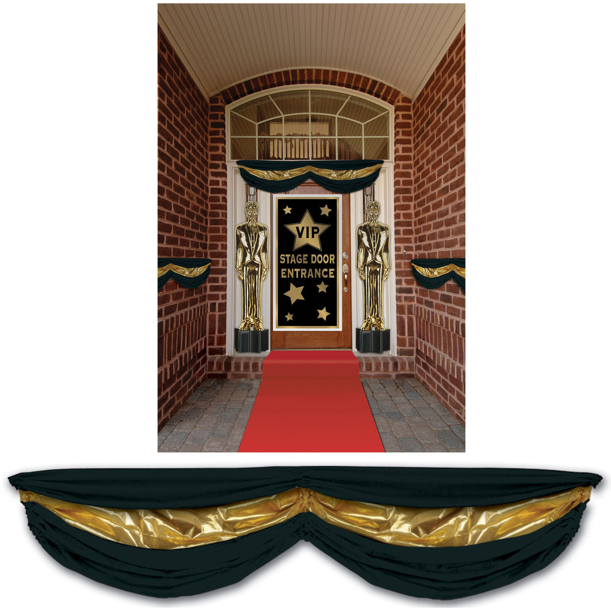 Black and Gold Fabric Bunting