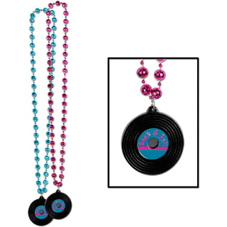 Beads w/Rock and Roll Record Medallion