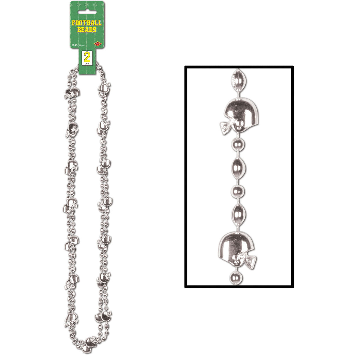 Silver Beads with Football Helmets