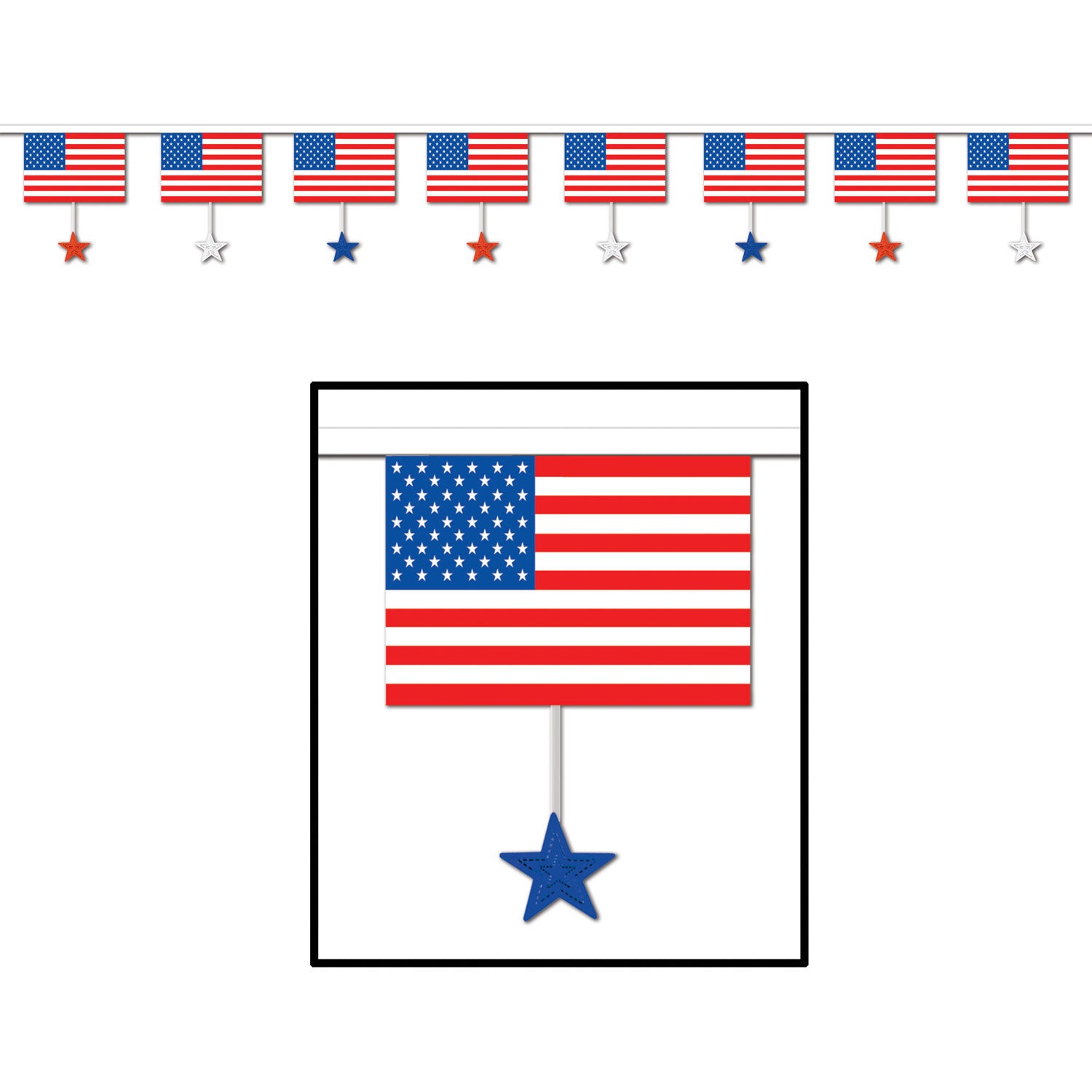 Flags and Stars Banner