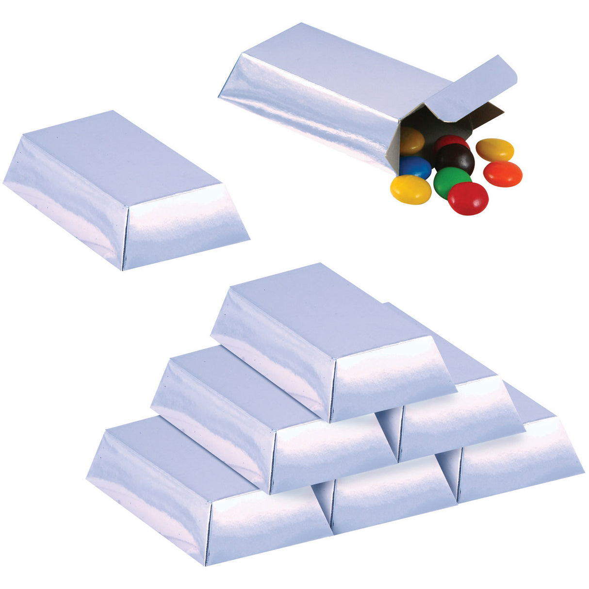 Silver Bar Favor Boxes 12 ct