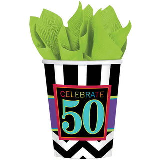 50 Celebrate 9oz Paper Cups (8ct)