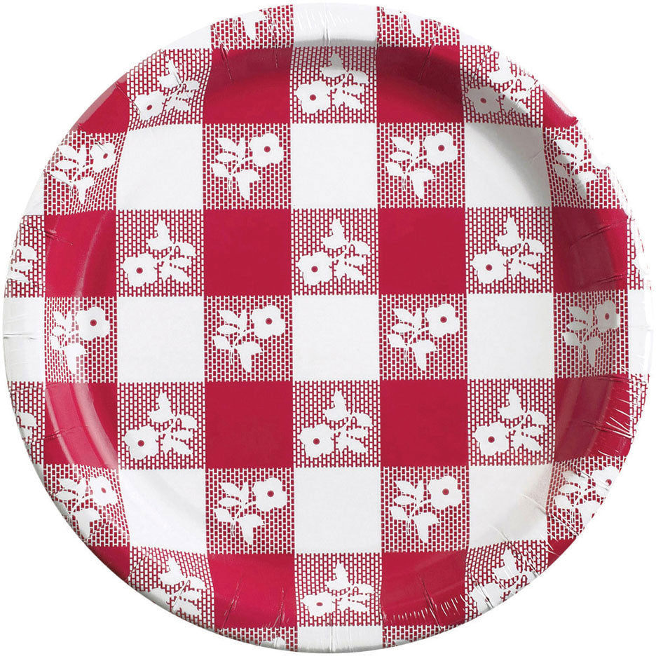 Red Gingham Dinner Plates (25ct)