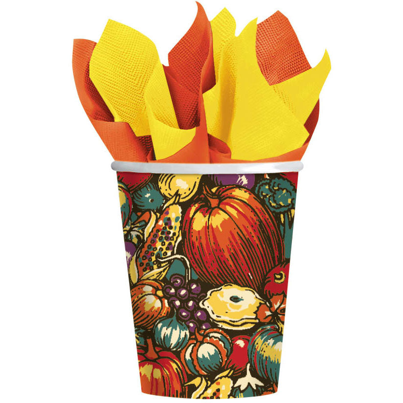 Autumn Turkey 9oz Paper Cups (8ct)