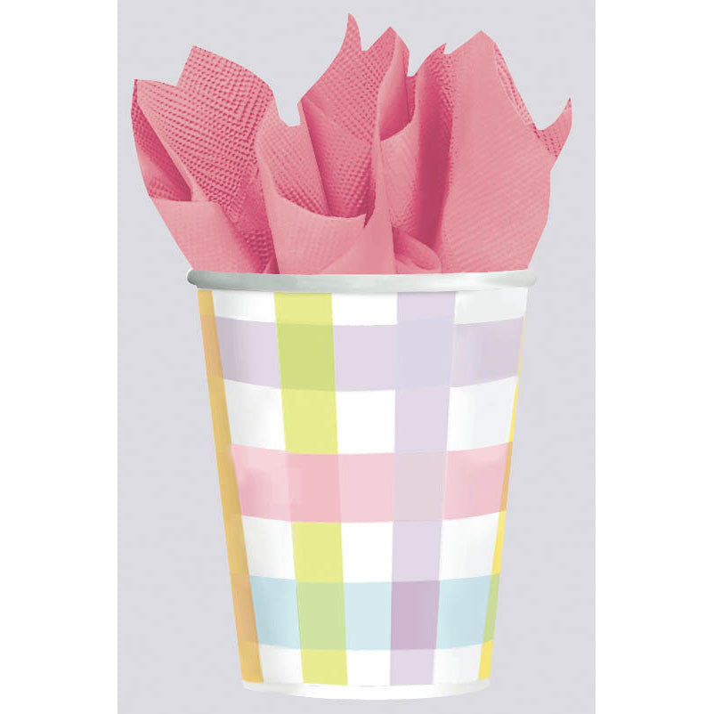 Colorful Gingham 9oz Paper Cups (8ct)