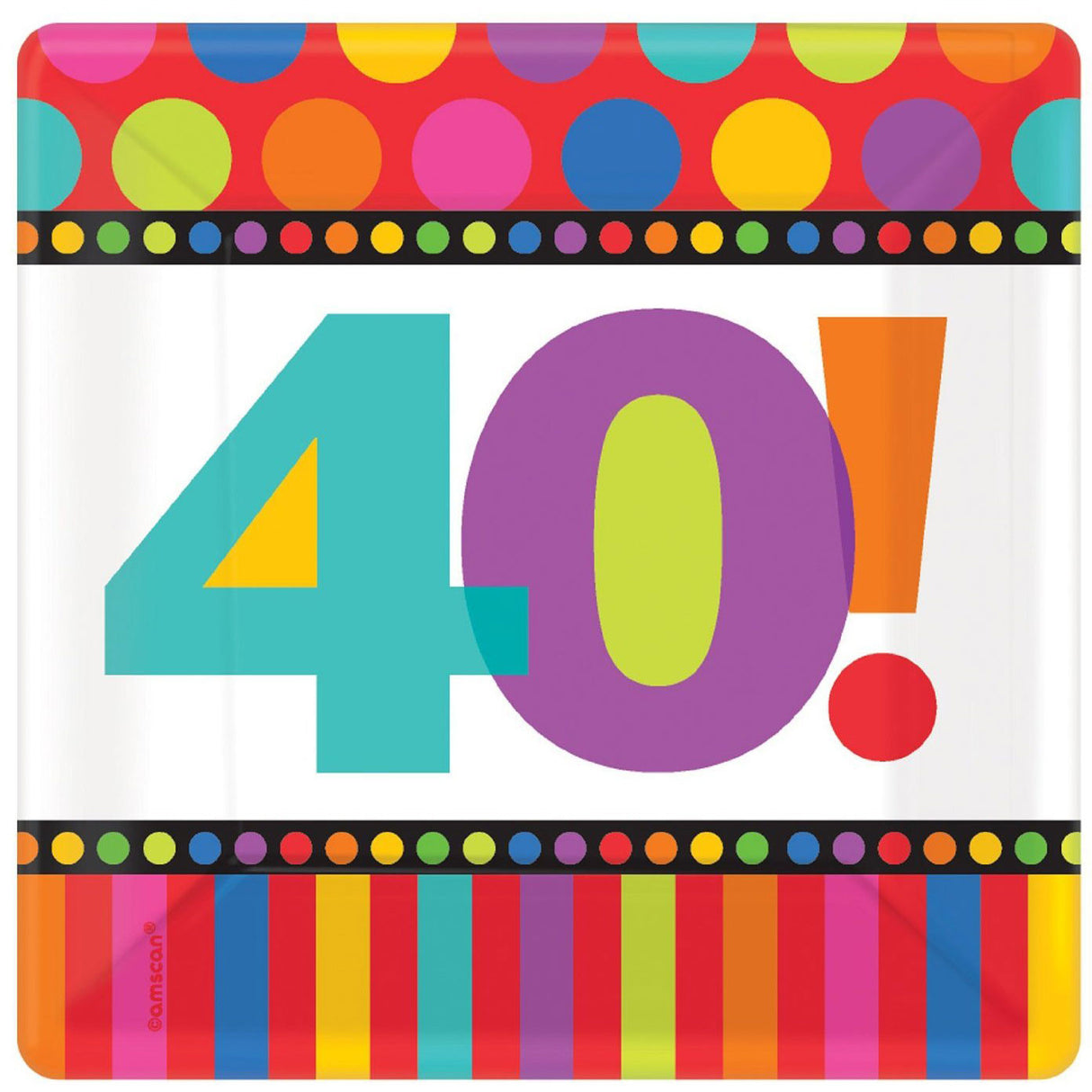 40th Birthday Dots and Stripes Banquet Plates (8ct)