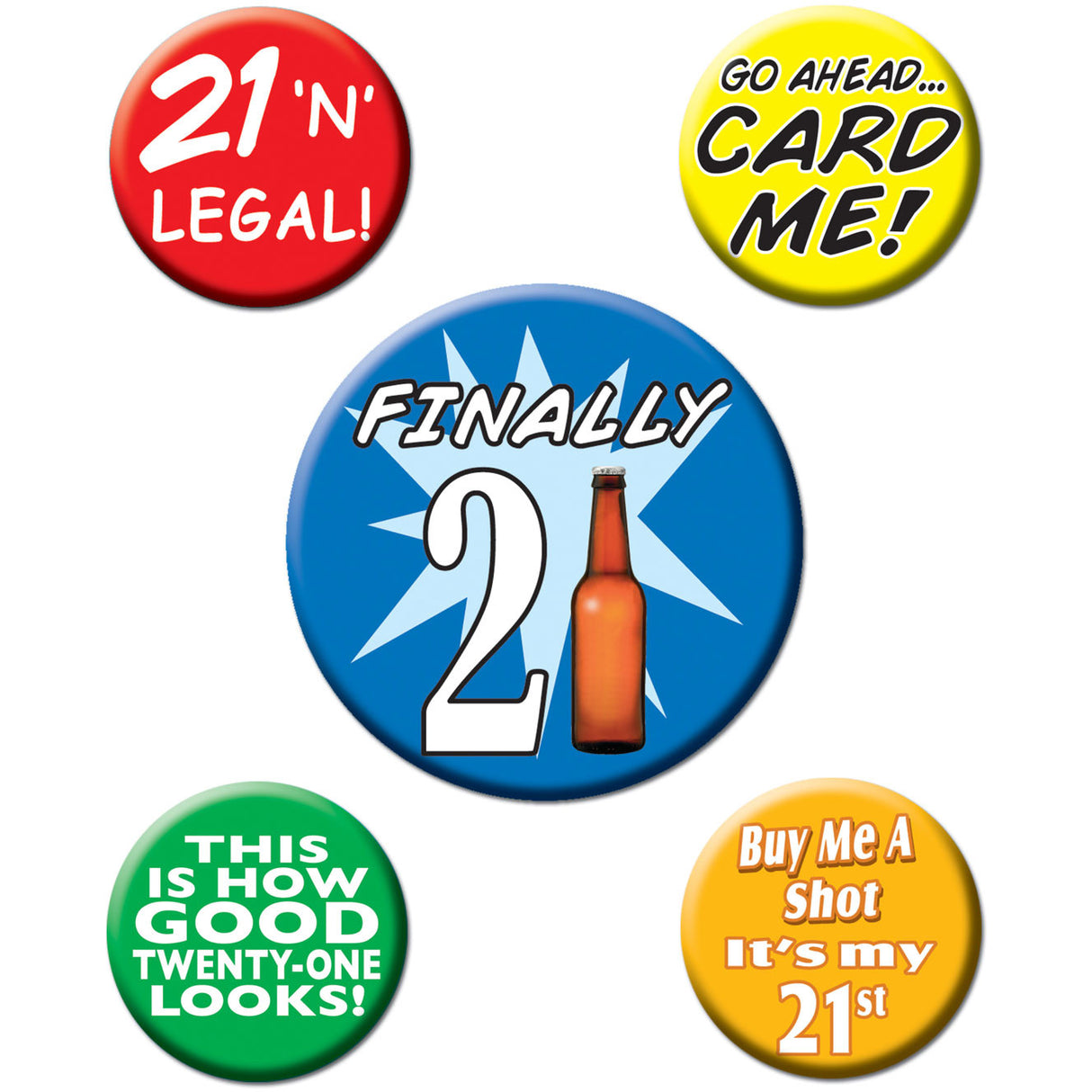 21st Birthday Party Buttons