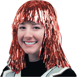 Red Tinsel Party Wig
