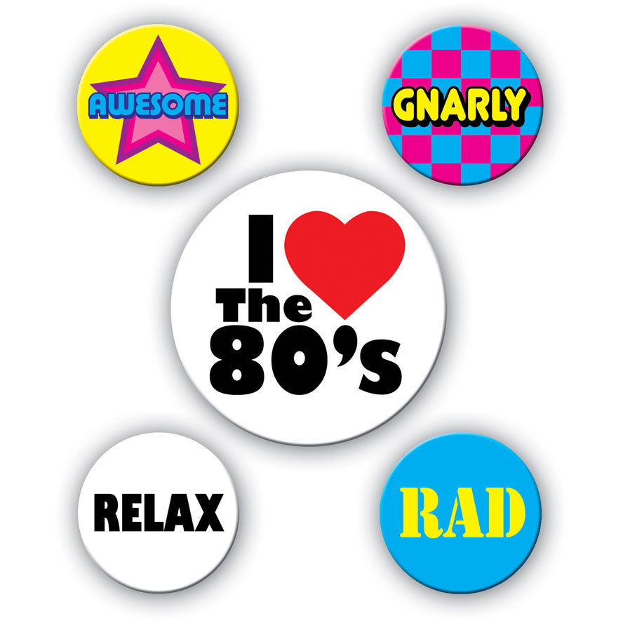 80's Party Buttons