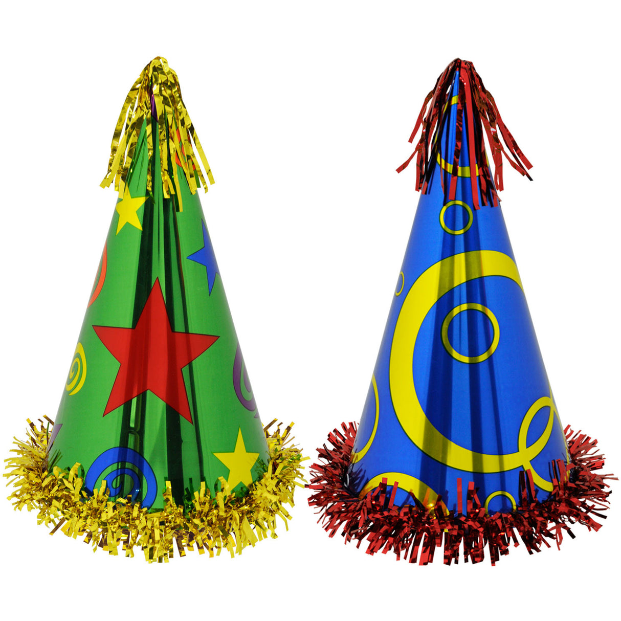 Fringed Printed Foil Party Hats