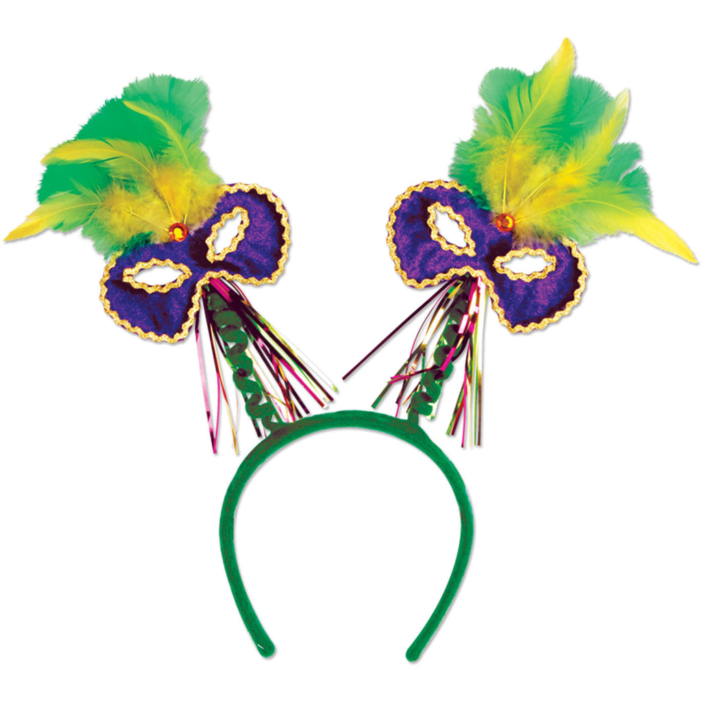 Mardi Gras Mask w/Feathers Boppers