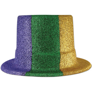 Glittered Mardi Gras Top Hat