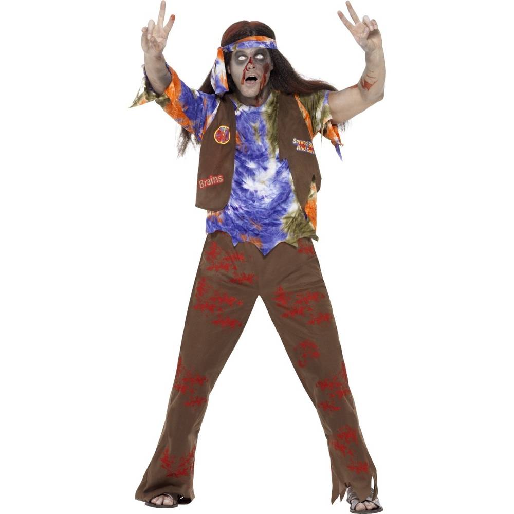 Zombie 60's Hippie Men's Costume, Size Medium Chest 38-40", Waist 32-34", Inseam 32.75"