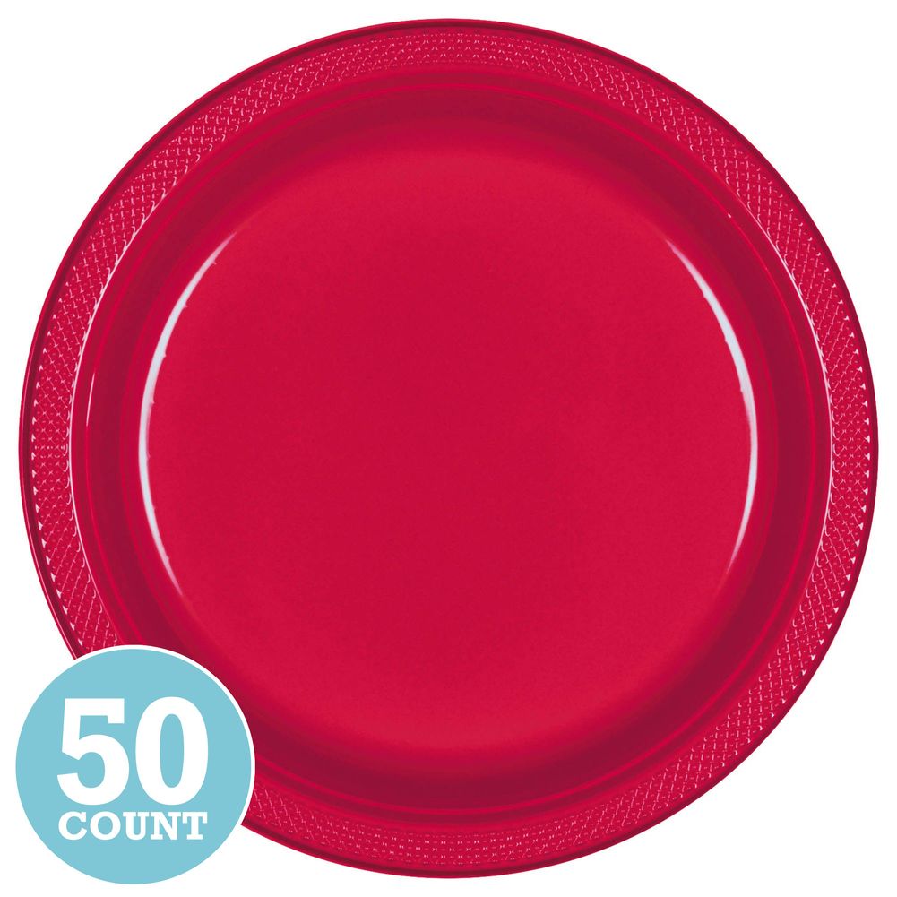 Apple Red Plastic Banquet Plates (50ct)