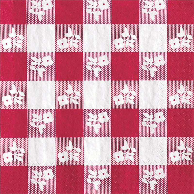 Red Gingham Beverage Napkins (18ct)