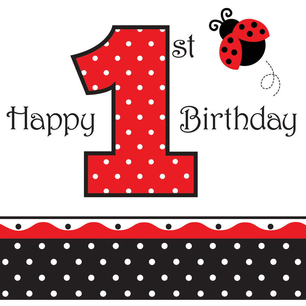 Ladybug Fancy 1st Birthday Luncheon Napkins (16ct)