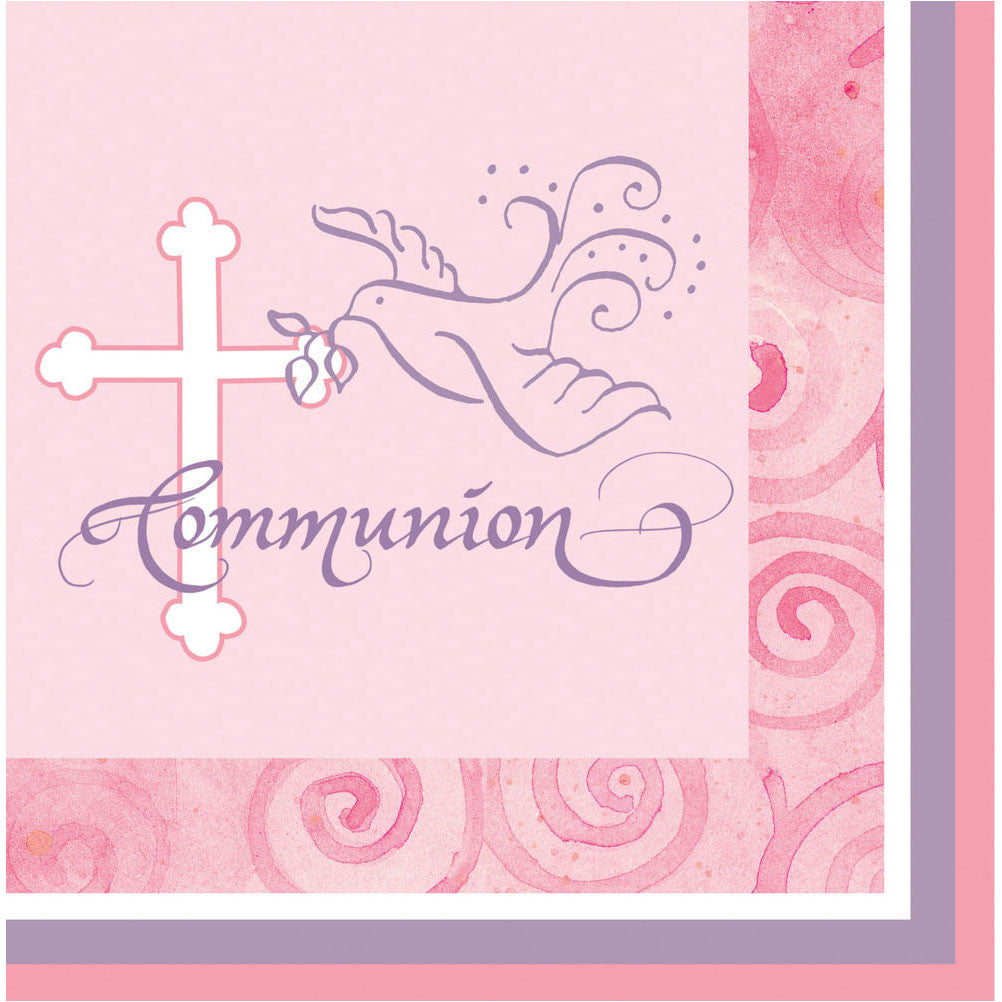 Faithful Dove Pink Communion Luncheon Napkins (16ct)