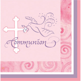Faithful Dove Pink Communion Luncheon Napkins (16ct)