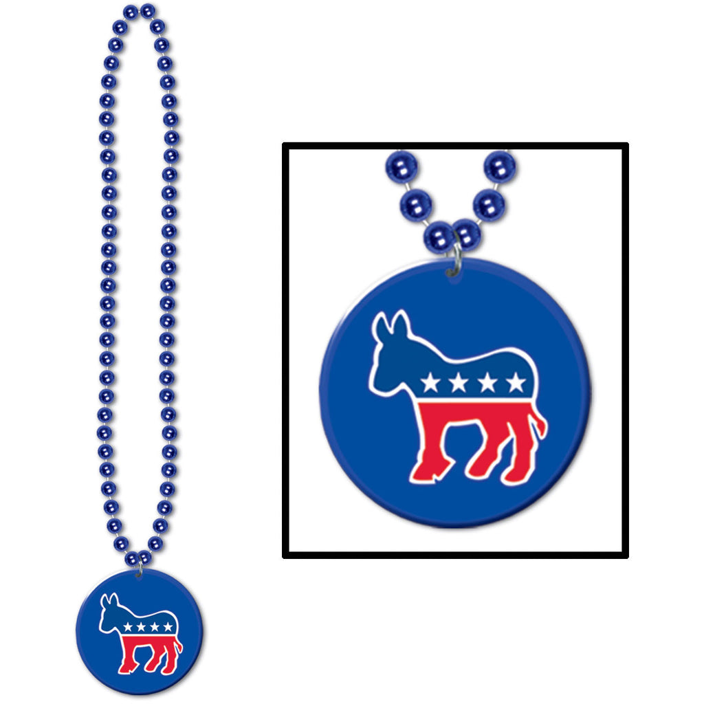 Democratic Donkey Beads with Medallion