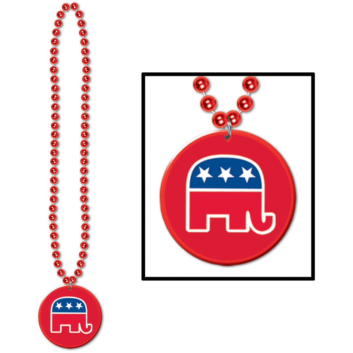 Republican Elephant Beads with Medallion