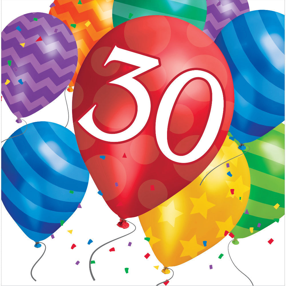 Balloon Blast 30th Birthday Luncheon Napkins (16ct)