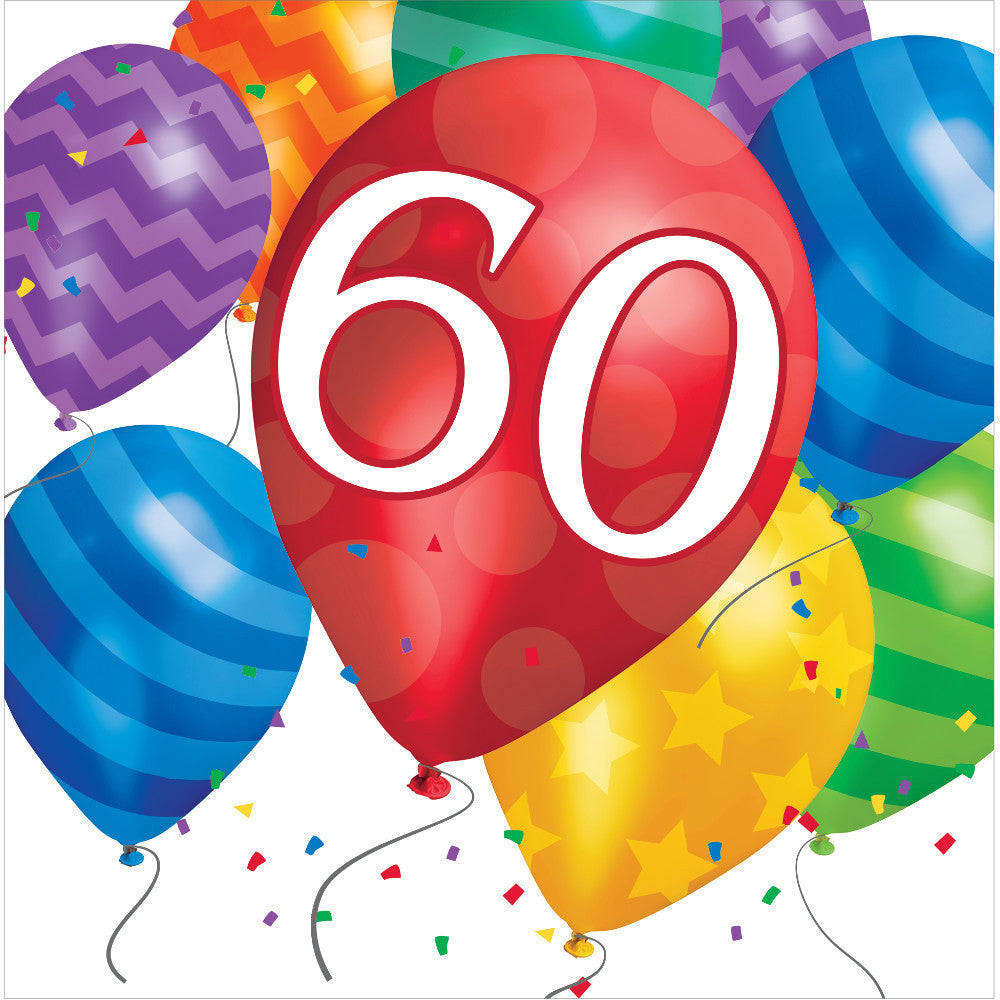 Balloon Blast 60th Birthday Luncheon Napkins (16ct)