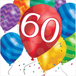 Balloon Blast 60th Birthday Luncheon Napkins (16ct)