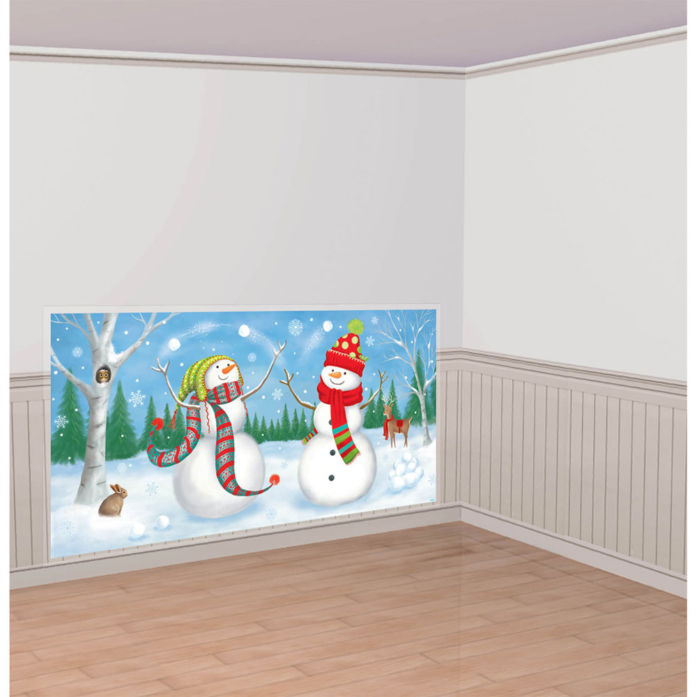 Snowmen Whimsical Scene Setter, Winter wall decoration