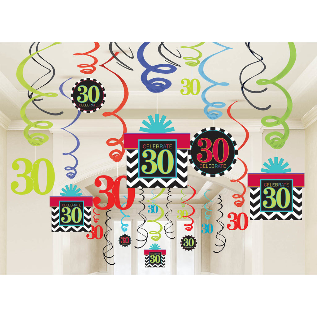Celebrate 30 Hanging Swirls (30 ct)