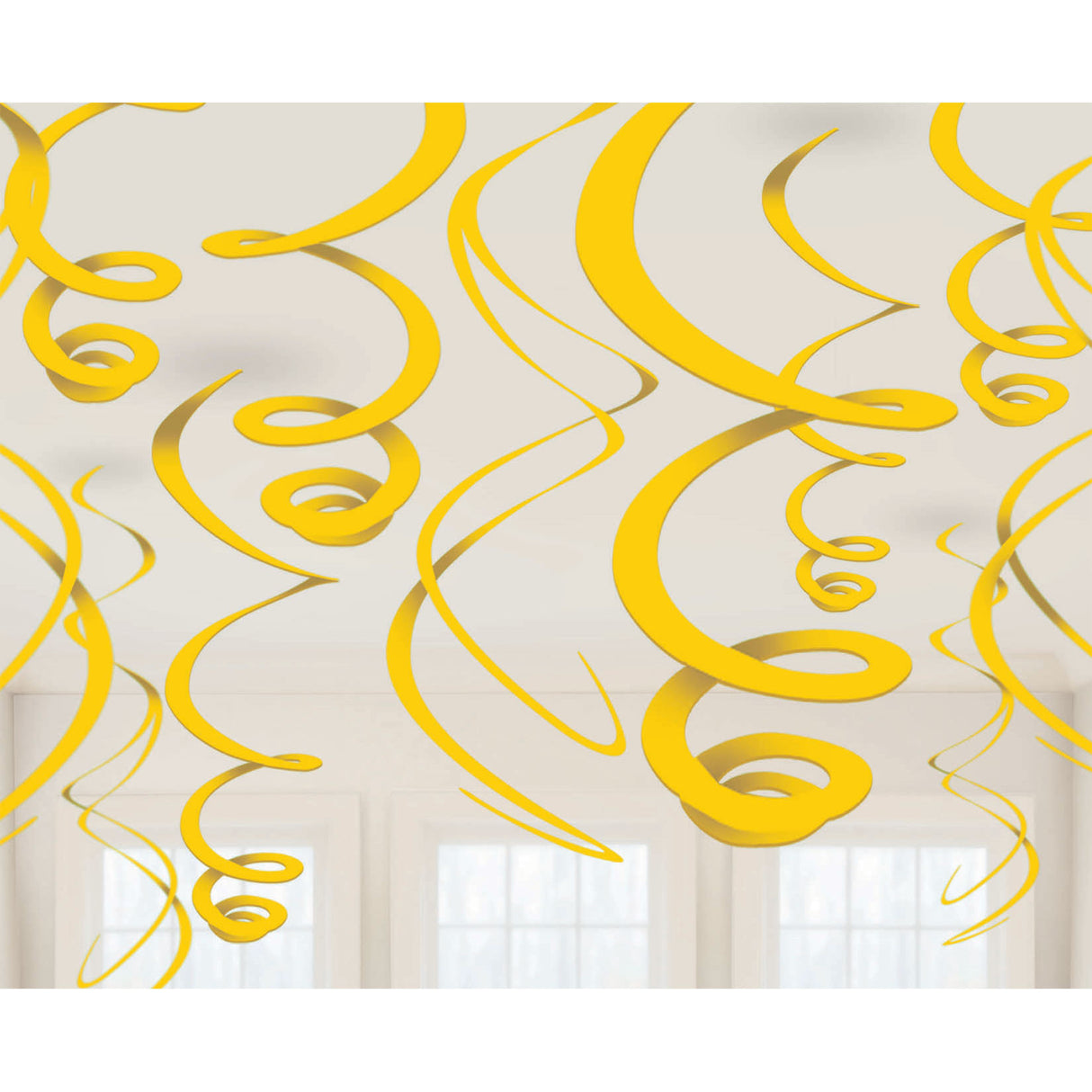 Yellow Sunshine Plastic Swirl Decorations