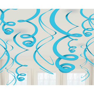 Caribbean Blue Plastic Swirl Decorations