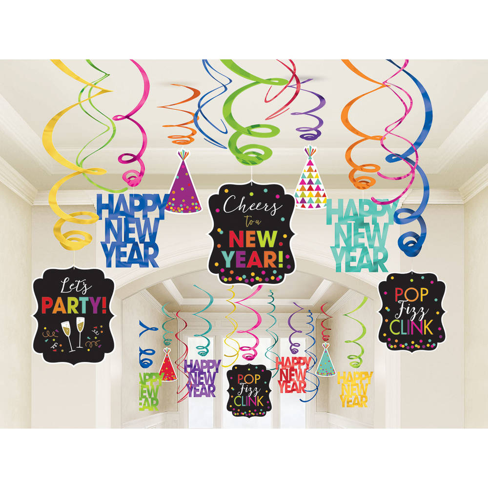 Happy New Year Hanging Swirls (30 ct)