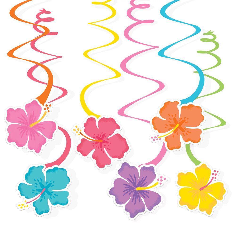 Summer Hibiscus Swirl Decorations Value Pack, 12ct