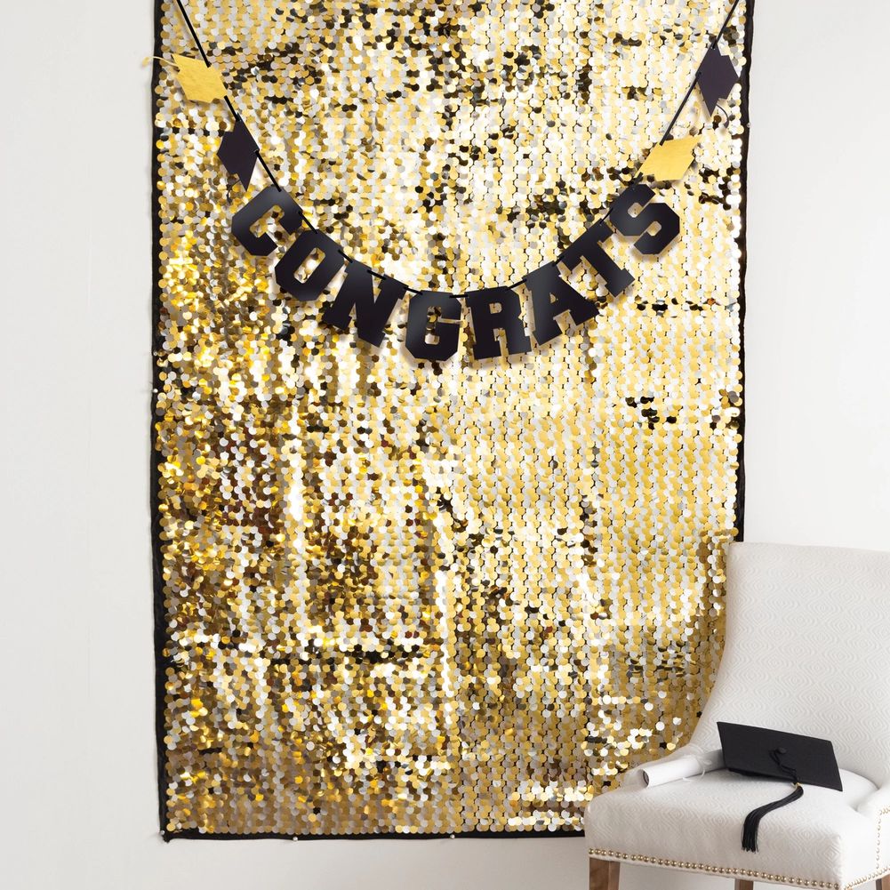 Congrats Grad Paillette Backdrop Set (2pcs)