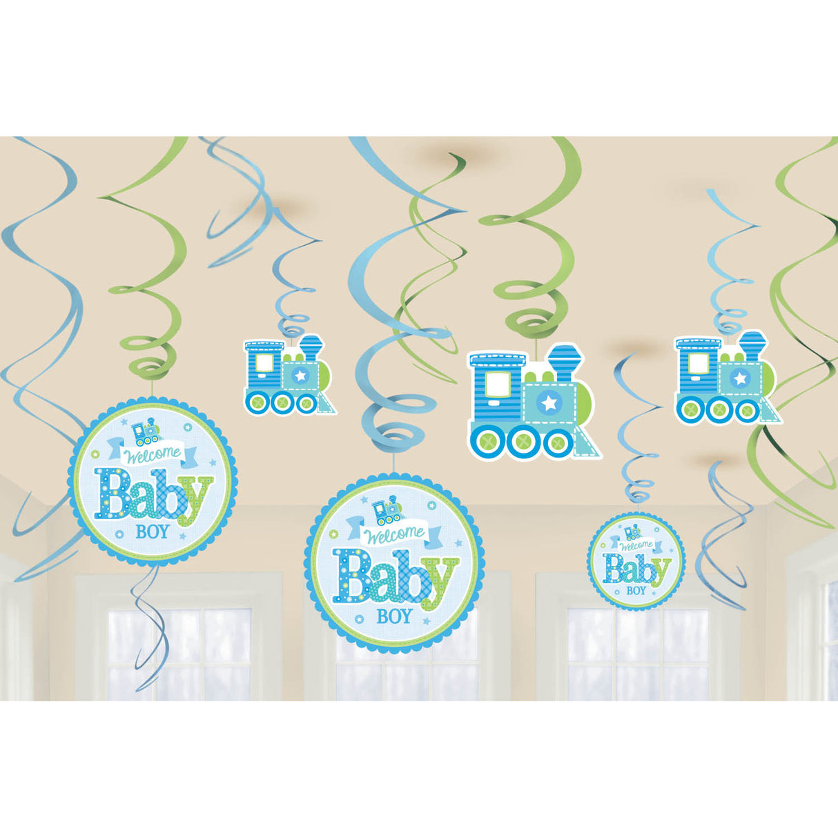 Welcome Little One Boy Hanging Swirls (12ct)