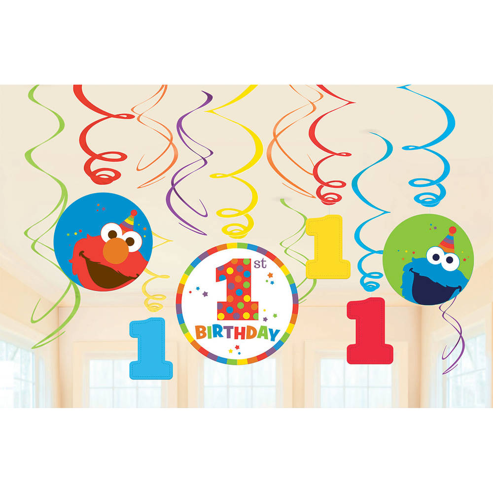 Elmo Turns One Hanging Swirls (12 ct)