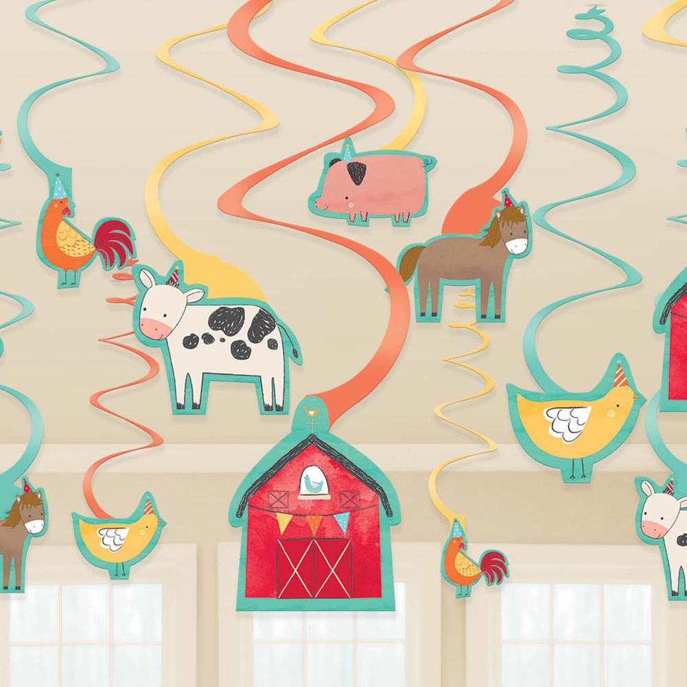 Friendly Farm Swirl Decorations, 12ct