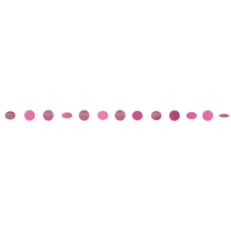 Bright Pink Round Glitter String Garlands, 6ct