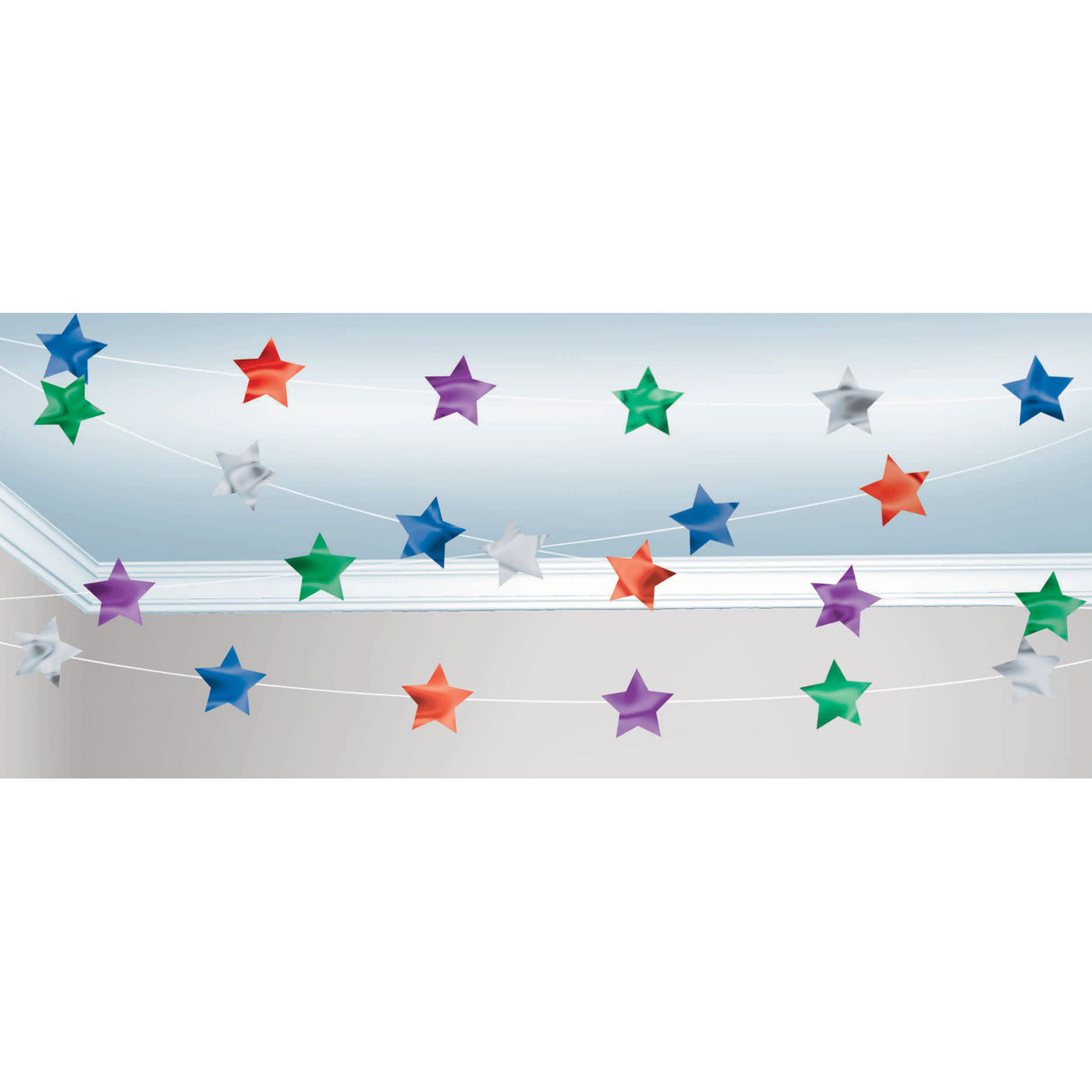 100' Multicolor Star String Decoration
