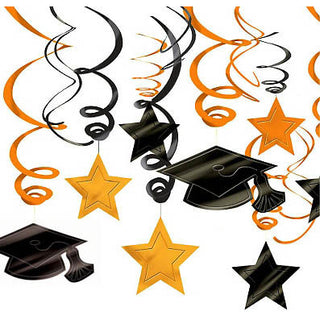 Orange Graduation Hanging Swirl Decoration Mega Value Pack