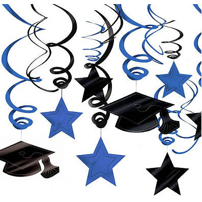 Blue Graduation Hanging Swirl Decoration Mega Value Pack