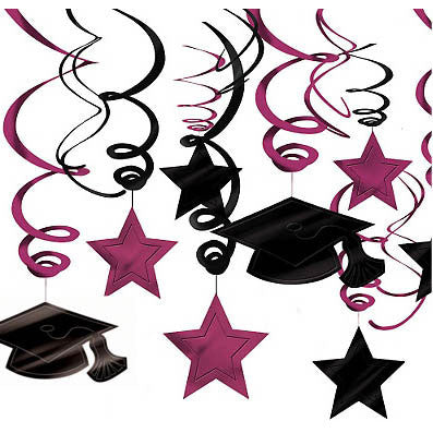 Berry Graduation Hanging Swirl Decoration Mega Value Pack