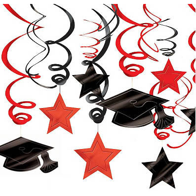 Red Graduation Hanging Swirl Decoration Mega Value Pack