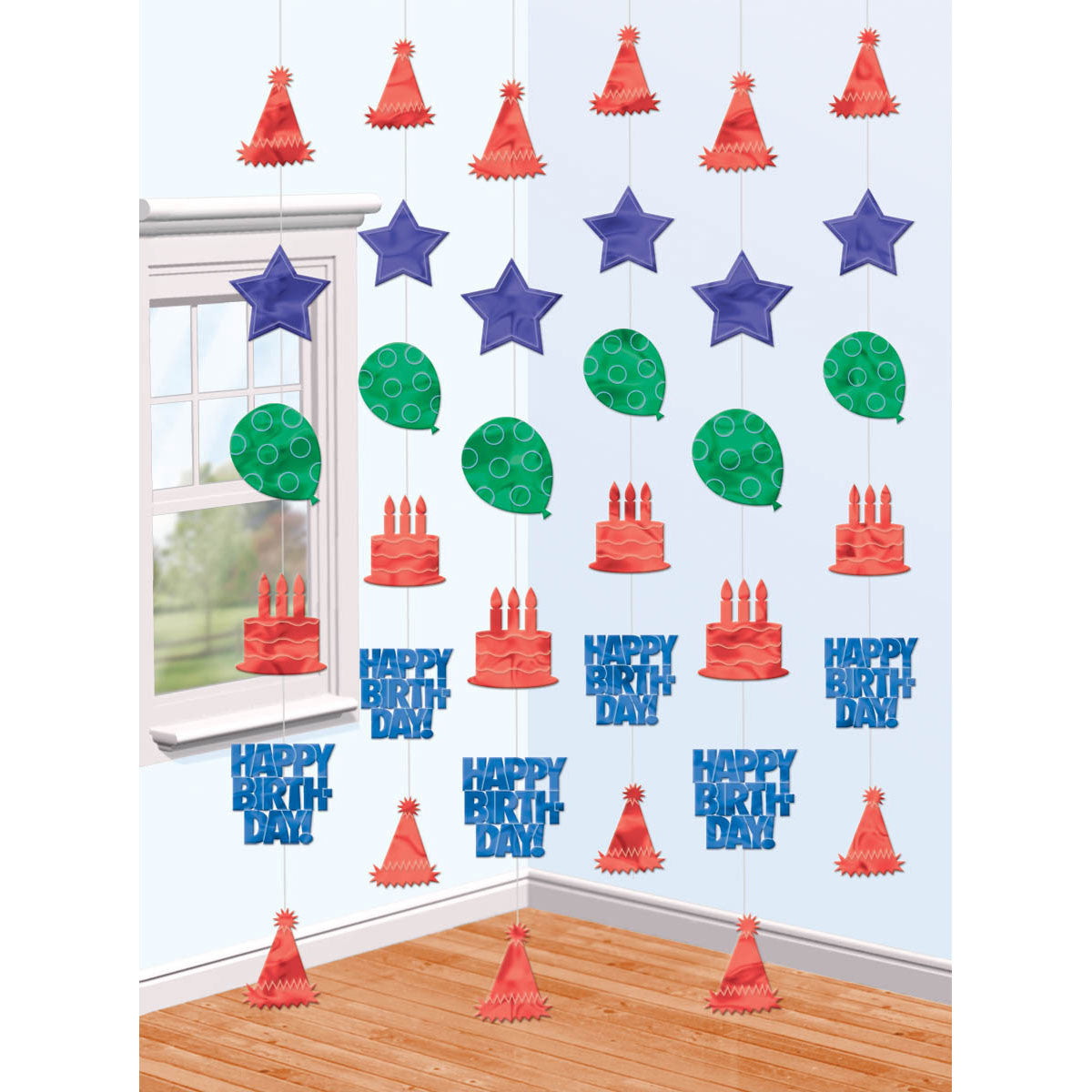 Birthday String Decorations (6ct)